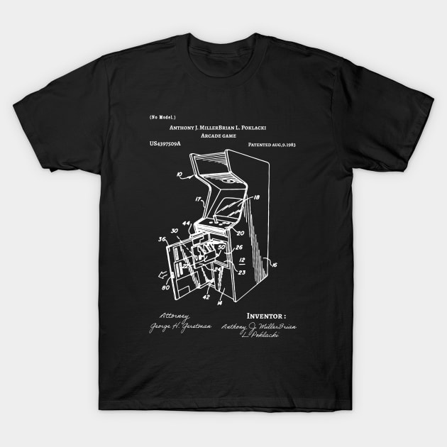 Arcade Patent / Arcade game Blueprint / Arcade Patent Illustration T-Shirt by Anodyle